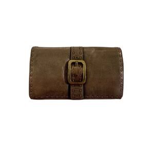 Cole Haan Womens Metallic Leather Folding Card Wallet zipper coin pouch #5405
